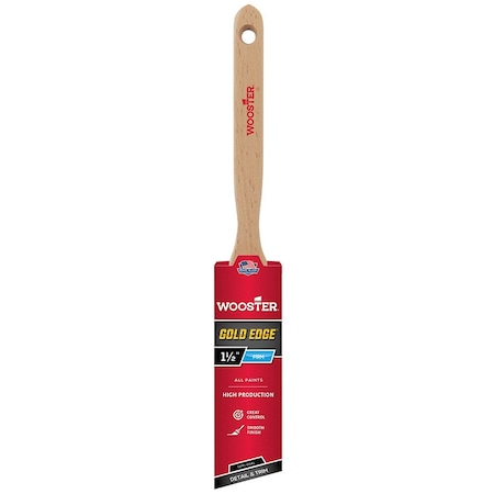 Wooster 1-1/2" Semi-Oval Angle Sash Soft, Gold CT Polyester Bristle, Paint Brush, Wood Handle 5236